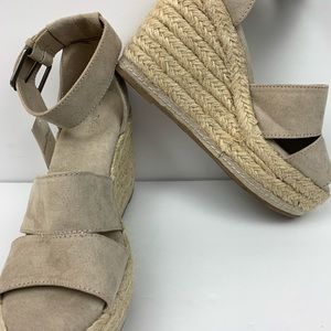Caroline Ankle Strap Espadrille Wedge Pumps